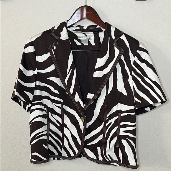 Peter Nygard Jackets & Blazers - Peter Nygard Zebra Print Jacket Size 16 Short Sleeve Designer